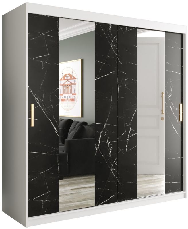 Szafa przesuwna Garderoba Abiks Marmur POLE 200 biały + czarny 1 szt.