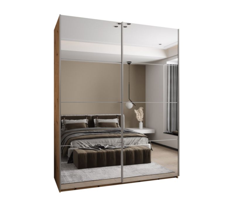 Szafa przesuwna Abiks LUX 2 wysoka szer.200cm artisan/biały/srebrny 1szt.