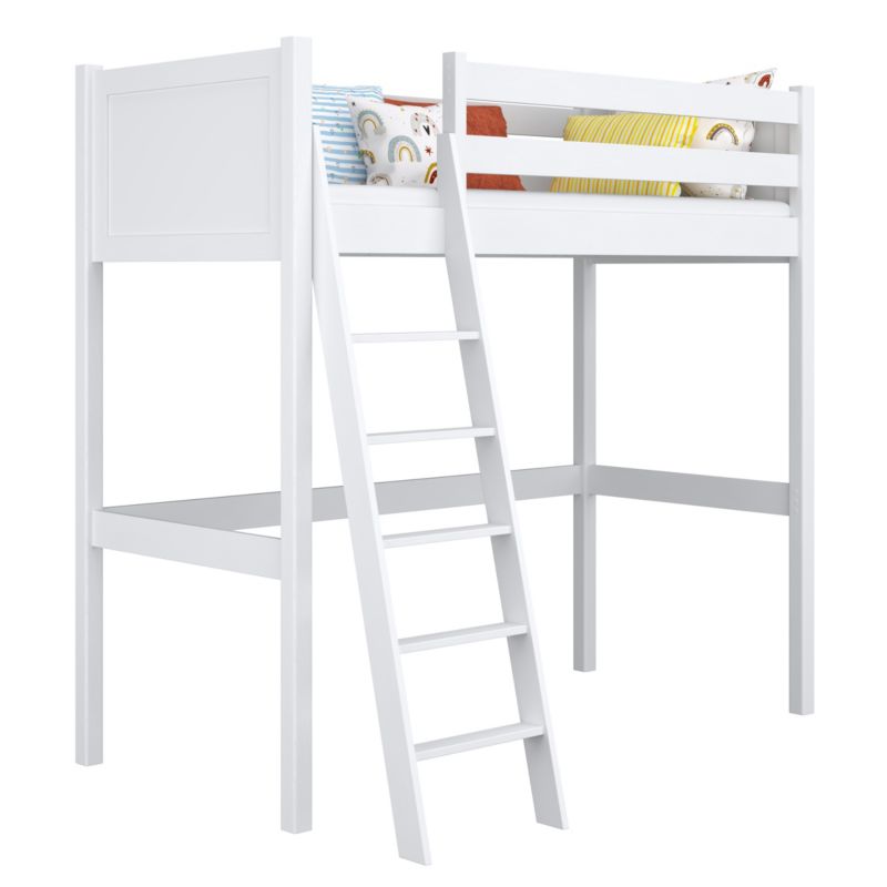 Drewniane łóżko na antresoli N-WOOD N04 90x190 biały 1 szt.