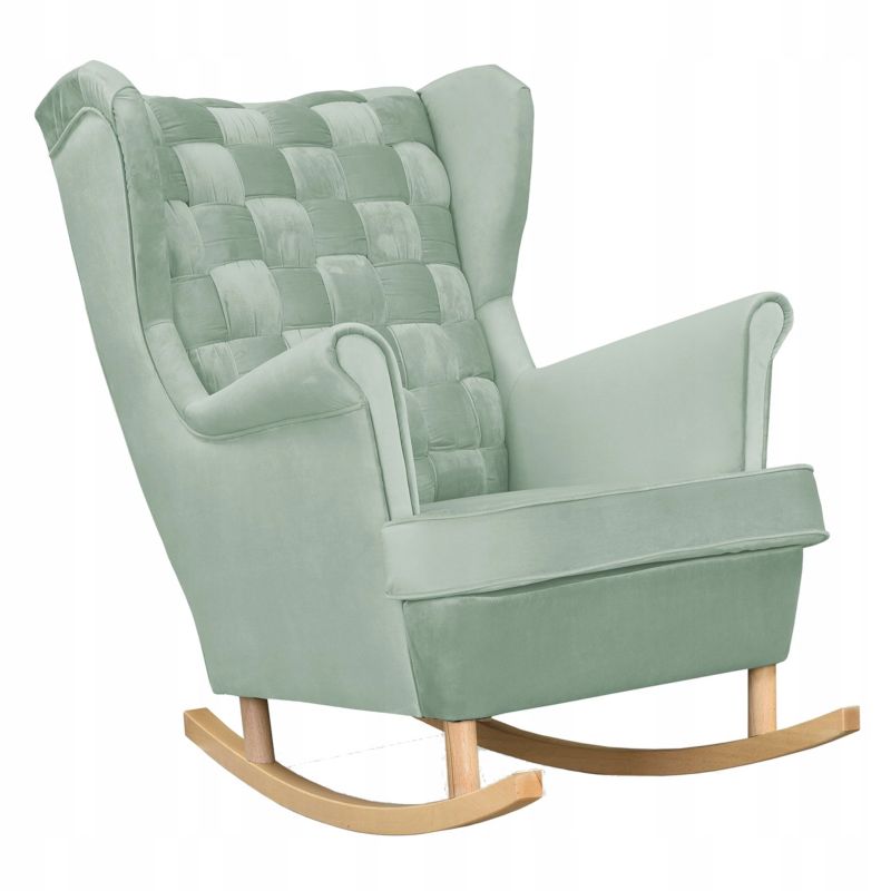 Fotel uszak do salonu bujany Family Meble Carol miętowy jasny 1szt