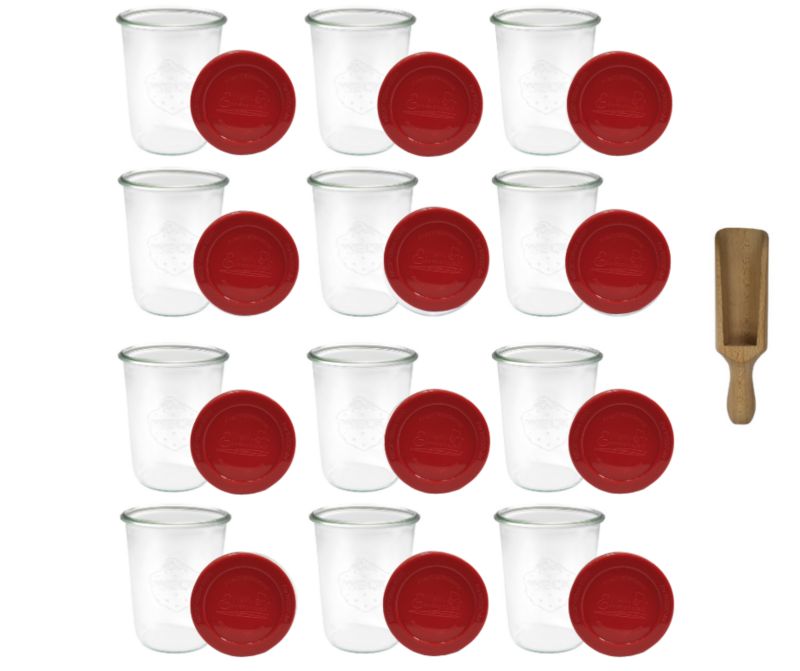 Słoiki MODO24 Weck 850 ml fi 100 mold silikonowe wieka miarka 12 kpl.