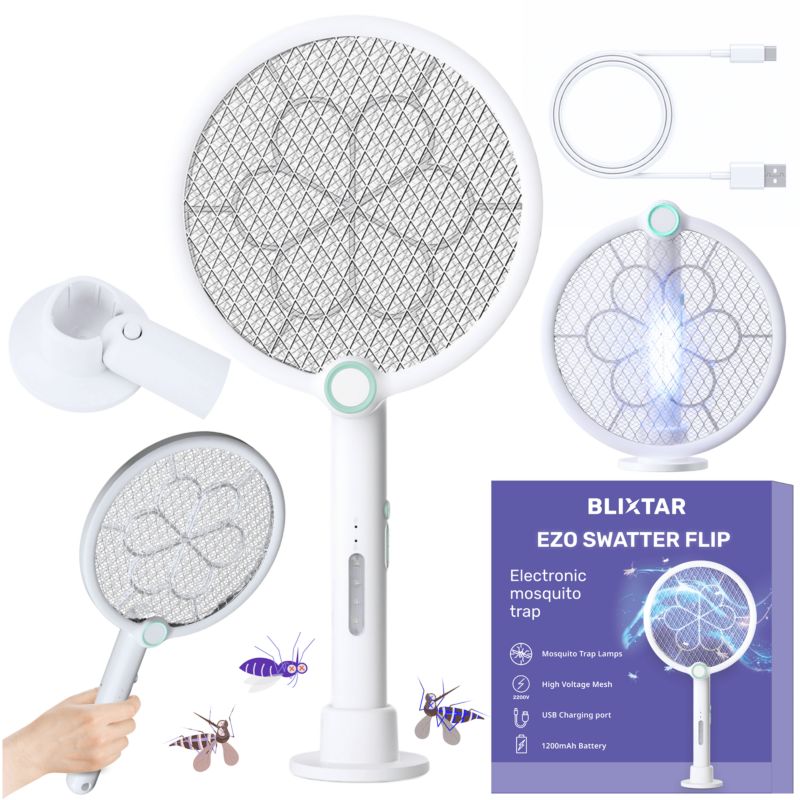 Elektryczna składana łapka na komary 2W1 Blixtar B-EZO-SWATTER-FLIP Lampa LED Owadobójcza