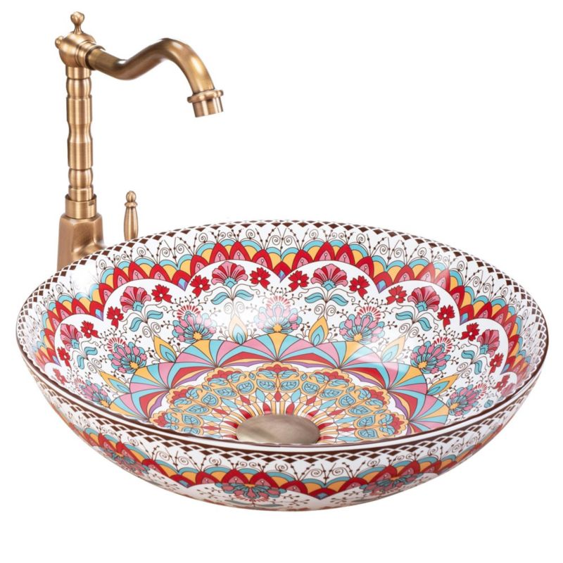 Umywalka nablatowa GTM Design Wzory M12 Czerwona 1 szt.