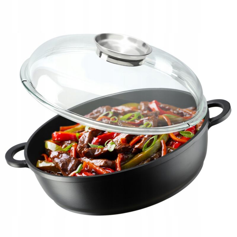 Patelnia KADAX Głęboka 28cm indukcja Gaz Nieprzywierająca Garnek Z Pokrywką 1szt.