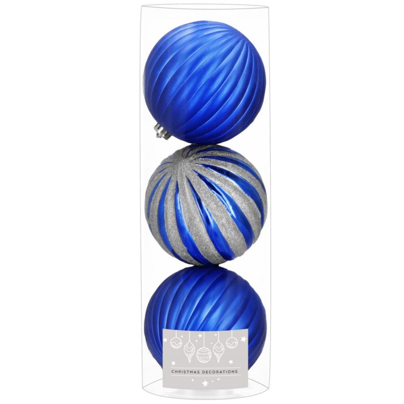 Bombki choinkowe Springos 15 cm nietłukące z brokatem niebieskie 3 szt.