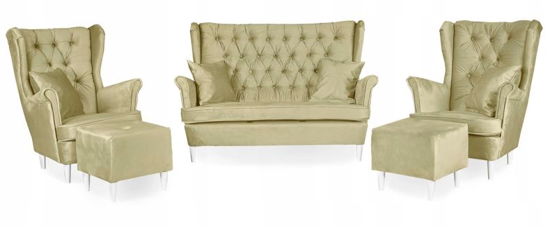 Zestaw wypoczynkowy uszak do salonu sofa fotele z podnóżkiem Family Meble Gaja 1szt