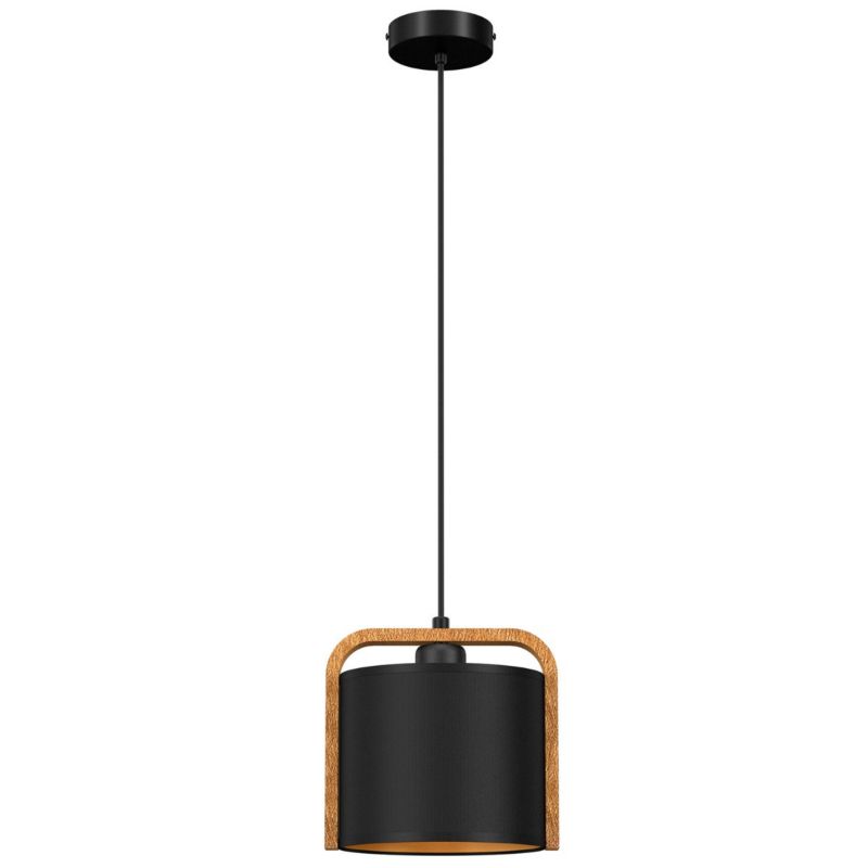 Lampa wisząca Luminex Jonko czarny matowa-jasne drewno wym: 120 x 21 x 18 cm 1xE27 x 15W 1 szt.