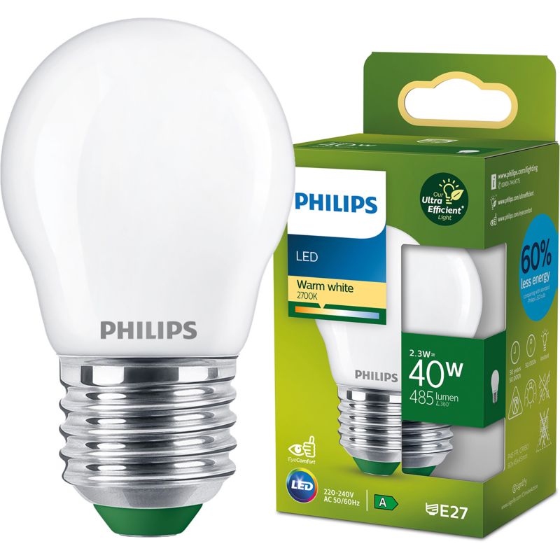 Żarówka LED Philips E27 P45 2.3W 485lm 2700K 300st Klasa A 1 szt.