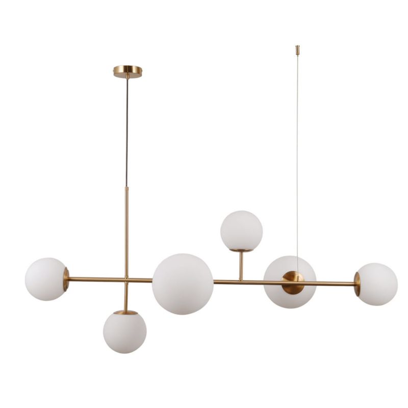 Żyrandol Italux Vailante 5780 miodowy mosiężno-biału 115 cm szerokości 6xE14 / E27 x 5W 1 szt.