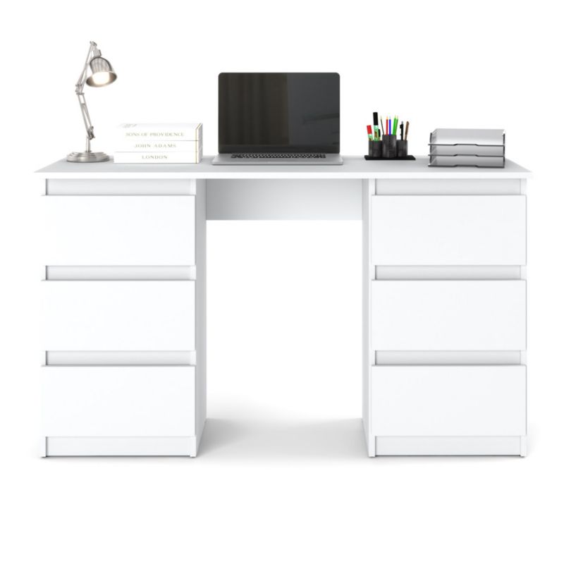 Biurko Hurtownia-Mebli Szuflady 6 Hugo 120cm Biały Mat Biały Mat 120x50x75 cm 1szt.