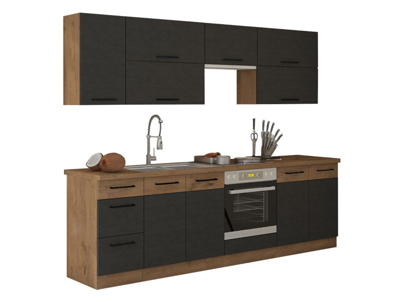 Kuchnia MIRJAN 24 Vigo II z oświetleniem LED dąb lancelot / matera 1 kpl.