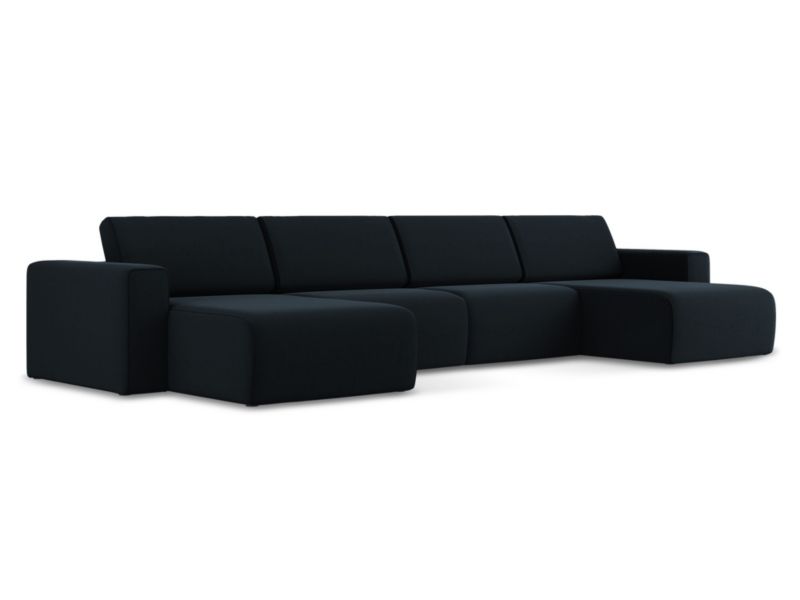 Sofa modułowa panoramiczna LaMiaSofa CASERTA z tkaniny welwetowej 404x167 cm królewski niebieski 1 szt.