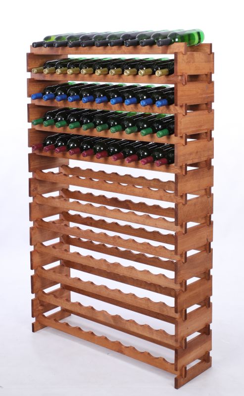 Stojak na wino MODO24 regał modułowy na butelki 12 leżni x 10 butelek montaż bez narzędzi impregnacja brązowa 1 szt.