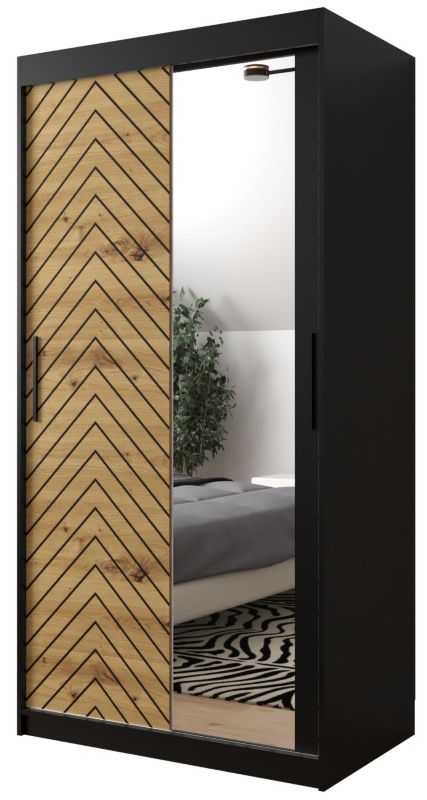 Szafa przesuwna Garderoba Abiks Jodełka 2 100 czarny + artisan 1 szt.