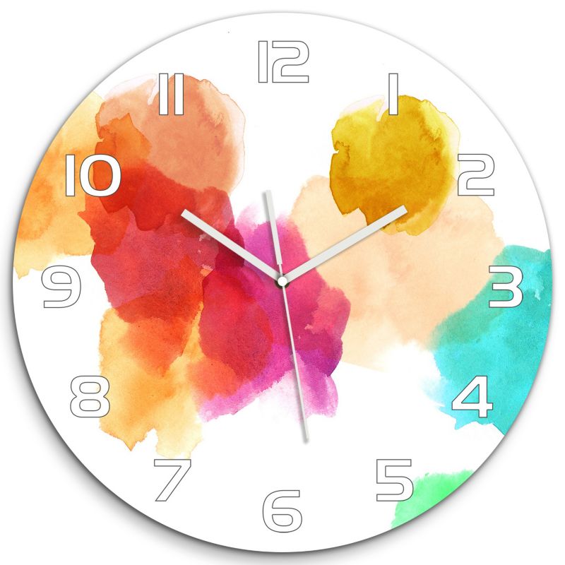Zegar szklany Tulup Kolorowe plamy fi30 cm cichy 1 szt.