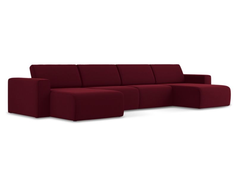 Sofa modułowa panoramiczna LaMiaSofa CASERTA z tkaniny welwetowej 404x167 cm burgundowy 1 szt.