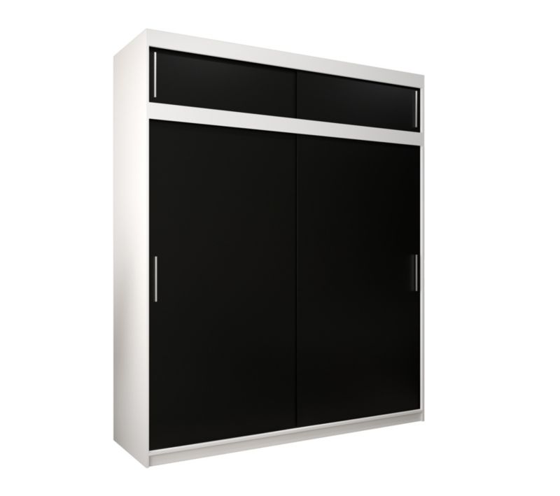 Szafa przesuwna Garderoba Abiks Tokyo 200 biały + czarny z nadstawką 1 szt.