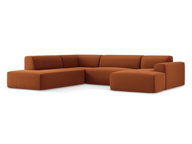 Sofa panoramiczna LaMiaSofa BOVA z tkaniny welwetowej 344x264 cm terakota 1 szt.