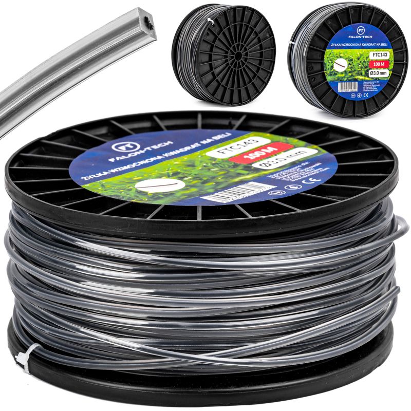 Żyłka tnąca do kosy i podkaszarki FALON-TECH wzmocniona drutem 100m 3mm 1szt.