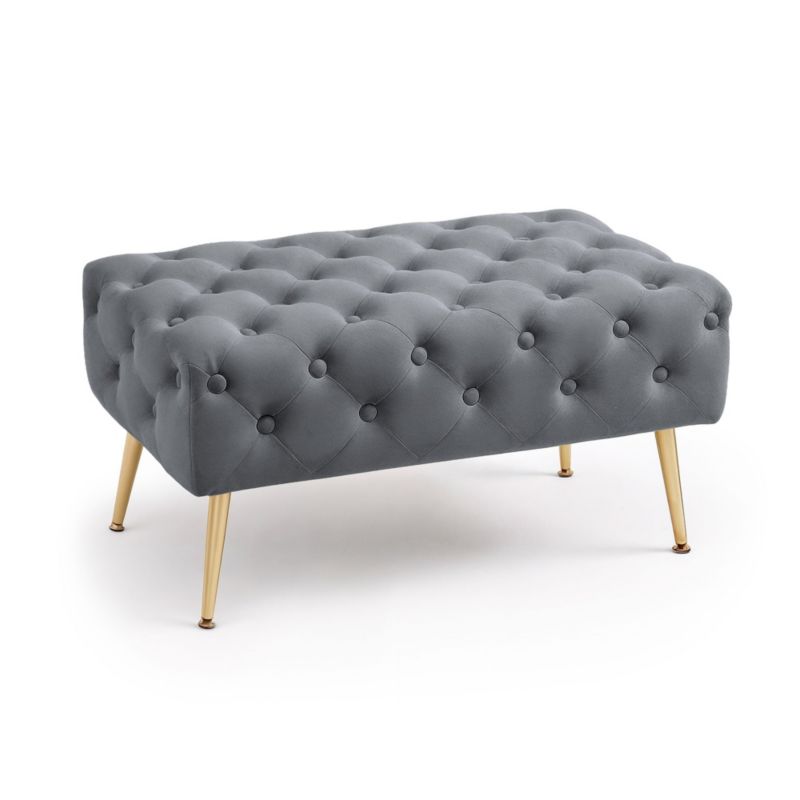 Ławka tapicerowana pufa welurowa pikowana AKORD 80 cm MADRID Grafit 1 szt.