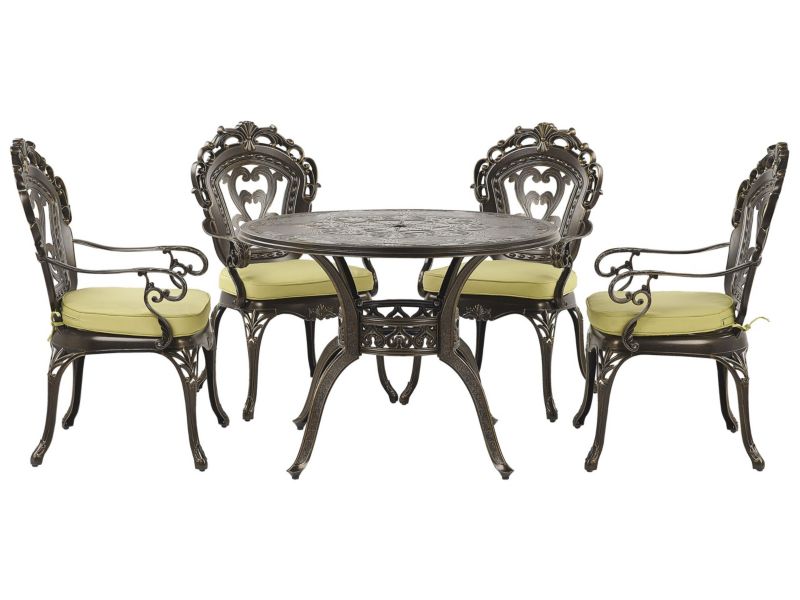 dla 4 osób Stół ogrodowy z krzesłami Sapri Metal Ciemnobrązowy 1 kpl