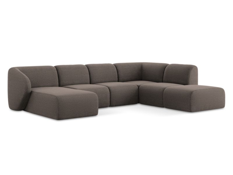 Sofa panoramiczna lewa LaMiaSofa CERVO z tkaniny bouclé 325x236 cm czekoladowy 1 szt.