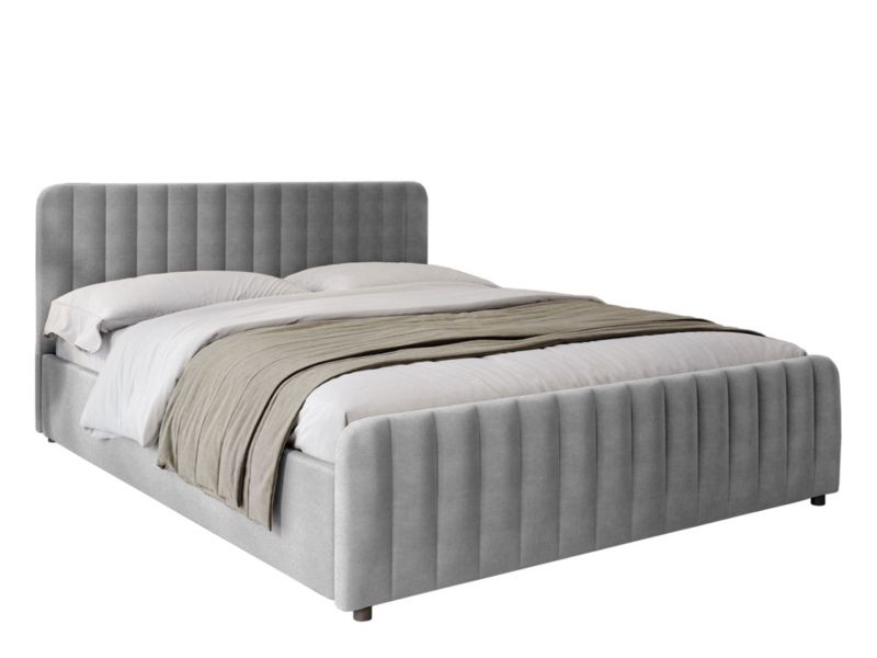 Łóżko tapicerowane z pojemnikiem MebleMWM SFG0160P 140x200 szary 53 welur 1 szt.