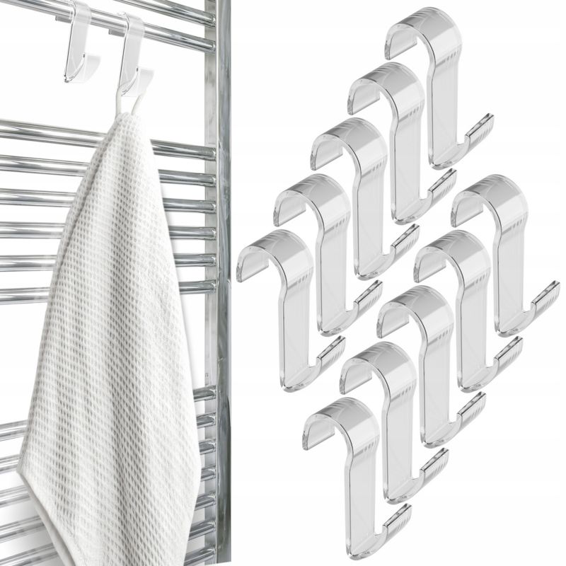 Haczyki, Sillar, wieszaki łazienkowe, uchwyty na kaloryfer, grzejnik, dwustronne, przezroczyste, 10szt