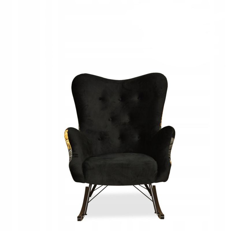 Fotel uszak do salonu bujany Family Meble Luna Print Duo czarny 1szt