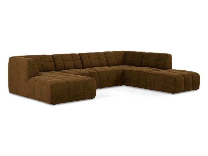 Sofa panoramiczna LaMiaSofa GRADO z tkaniny welwetowej 341x240 cm musztardowy 1 szt.