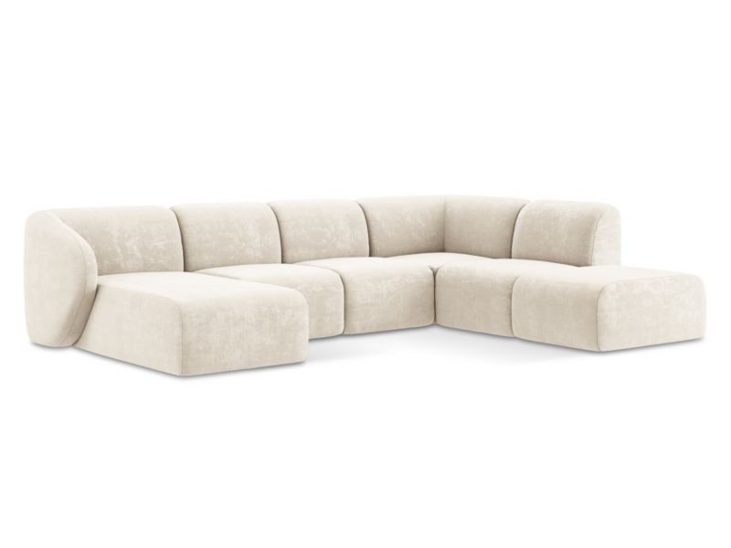 Sofa panoramiczna lewa LaMiaSofa CERVO z tkaniny szenilowej 325x236 cm jasny beż 1 szt.