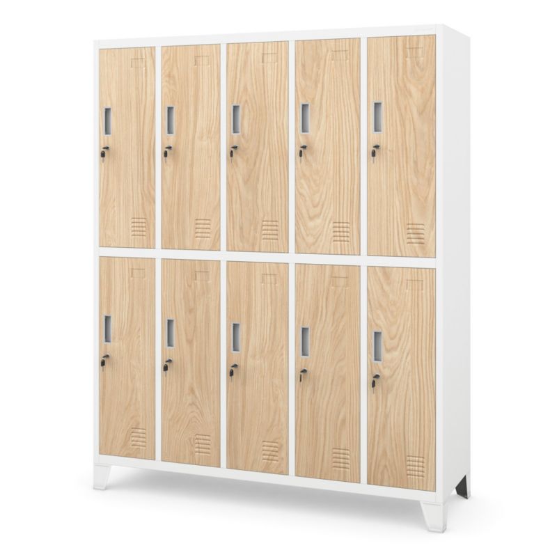 Szafa metalowa BHP socjalna Jan Nowak Bartek 172x136x45 cm biało-drewniany 1 szt