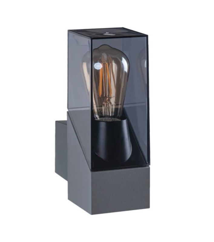 Kinkiet ścienny zewnętrzny Kanlux Laven grafitowo-transparentny 1 x E27 x 10W IP44 wym: 25 x 8 x 13,5 cm - 1 szt.