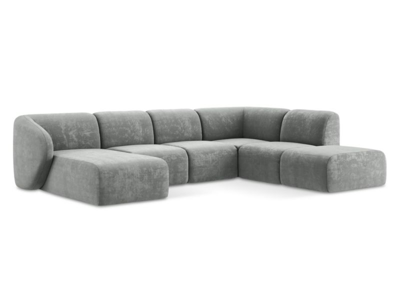 Sofa panoramiczna lewa LaMiaSofa CERVO z tkaniny szenilowej 325x236 cm szary 1 szt.