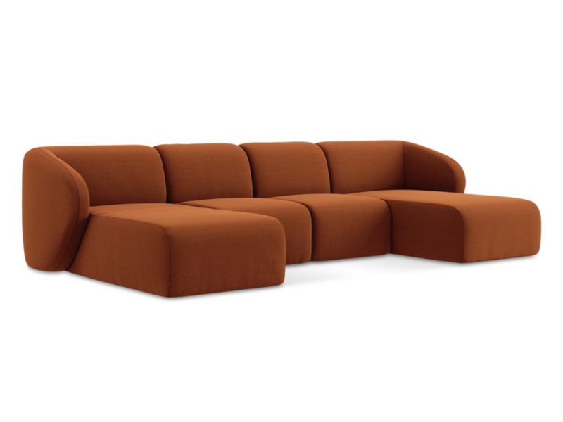 Sofa panoramiczna LaMiaSofa CERVO z tkaniny welwetowej 370x170 cm terakota 1 szt.