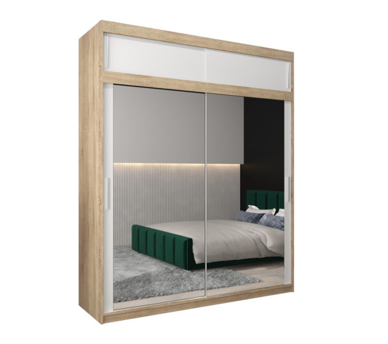 Szafa przesuwna Garderoba Abiks Tokyo 3 200 sonoma + biały z nadstawką 1 szt.