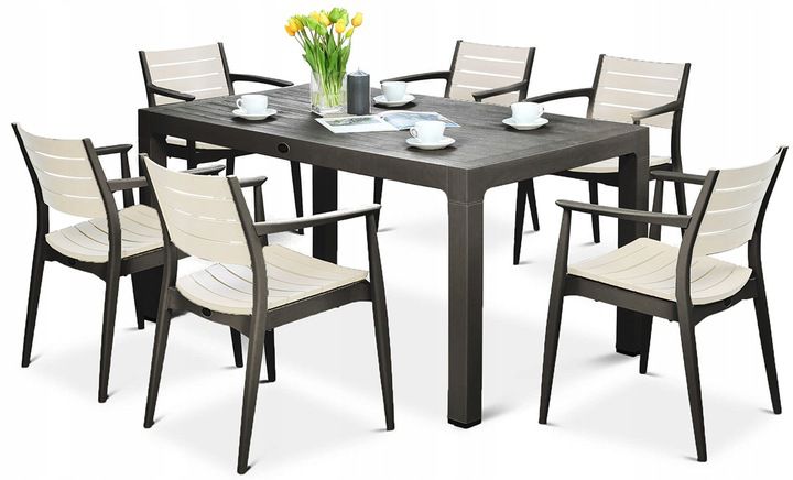 Zestaw Mebli Ogrodowych Novussi Jadalnianych Stół 150cm 6xKrzesło 6+1 zest.