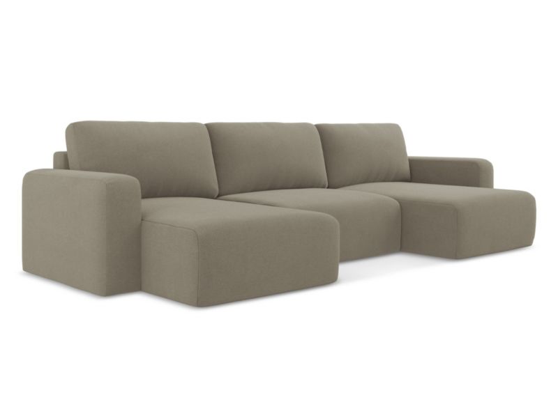 Sofa panoramiczna z funkcją spania LaMiaSofa OSTIA z tkaniny strukturalnej 332x149 cm ciemny beż 1 szt.