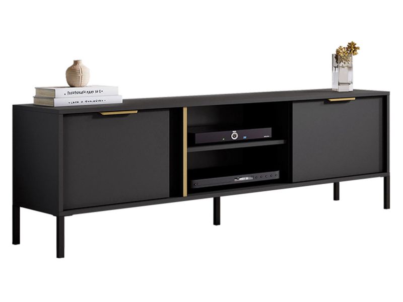 Szafka RTV MIRJAN 24 Lars 153 2D antracyt/antracyt/złoty 1 szt.