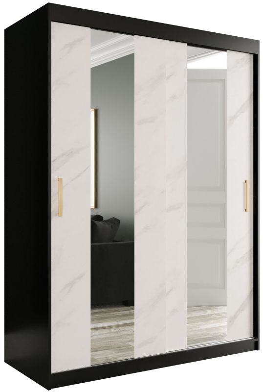 Szafa przesuwna Garderoba Abiks Marmur POLE 150 czarny + biały 1 szt.