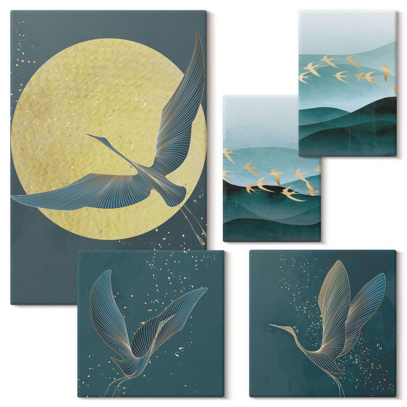 Galeria Obrazów Na Płótnie Wallfluent Abstrakcyjne pejzaże słońca 5 szt.