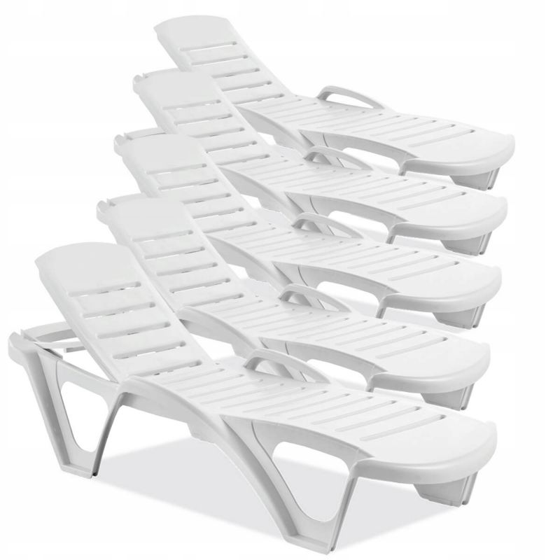 Leżak Ogrodowy Focus Garden Plażowy Monoblock Regulowany na basen 5 szt Biały zest.