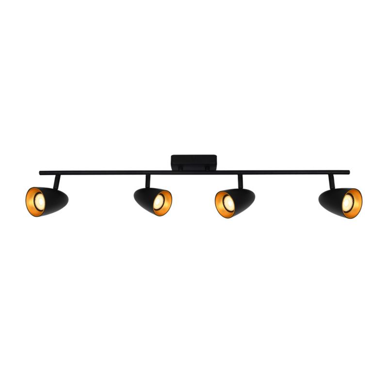 Lampa sufitowa Italux Tino czarno-złota Listwa z lampami 4 x GU10 x 10W wym: 16,8 x 82 x 7 cm - 1 szt.