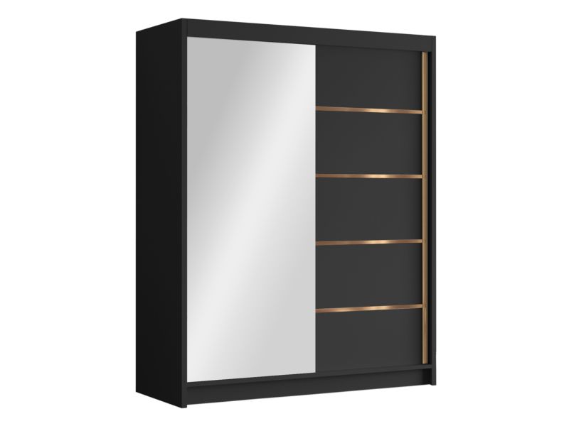 Szafa MIRJAN 24 przesuwna z lustrem Flavio III 150 czarny/biały 1 szt.
