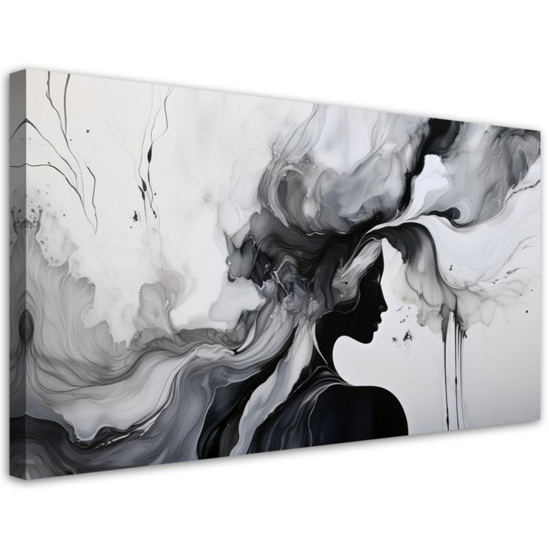 Obraz na płótnie nowoczesny Feeby Kobieta Abstrakcja Czarno Biała Atrament 120x60cm 1szt