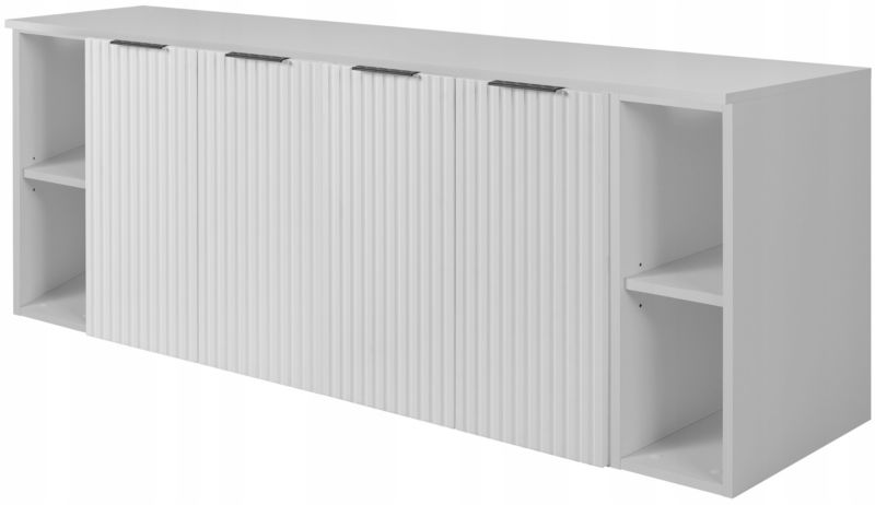 Szafka łazienkowa Furnidea 160 cm wisząca pod umywalkę biała z regałami i blatem Flow 1 szt.