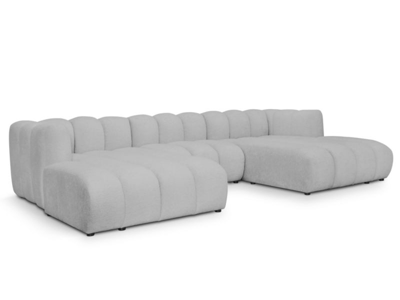 Sofa modułowa panoramiczna LaMiaSofa NAPOLI z tkaniny szenilowej 316x179 cm jasny szary 1 szt.