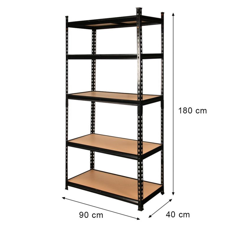 Regał magazynowy Pro-Loft Mega-M 180x90x40cm 5 półek z MDF Czarny 1 szt.