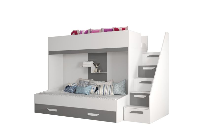 Łóżko piętrowe Antresola Abiks PARTY 16 biały + szary 1 szt.