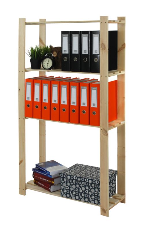 Regał drewniany MODO24 naturalne drewno pojemny 150 cm do książek i zabawek 1 szt.